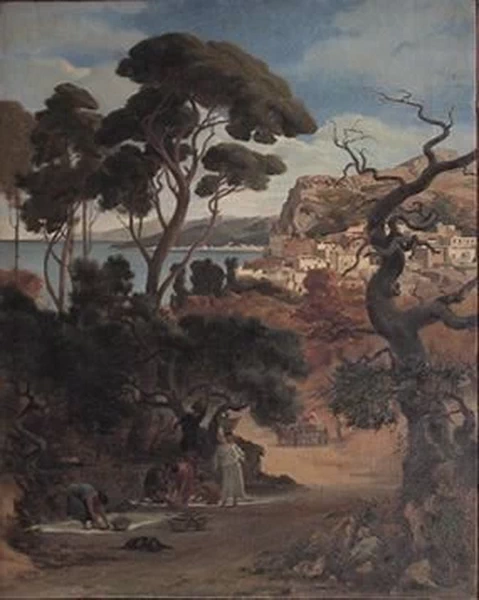 Autunno, alcuni personaggi sono impegnati a raccogliere i frutti - Saint, Cloud, museo Avelines 2